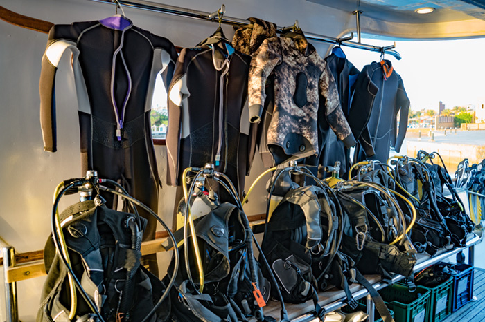 Dive gear on a liveaboard