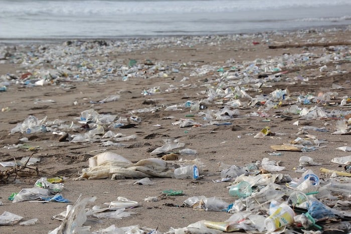 Litter strewn beaches from careless rubbish disposal