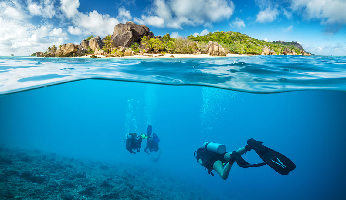 Scuba diving in Seychelles is a once-in-a-lifetime experience.