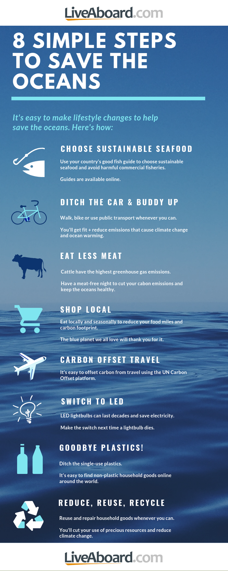 Infographic on 8 simple steps to save the oceans